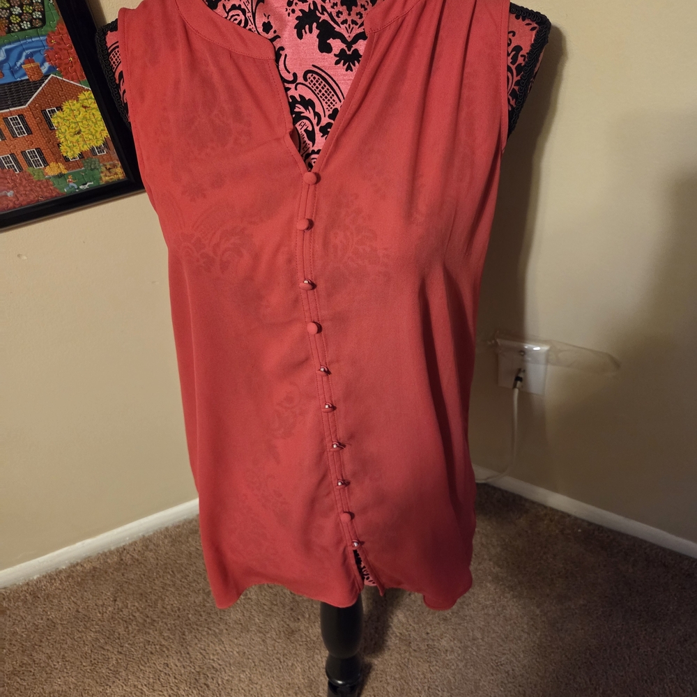 Rachel Zoe Red Sleeveless Blouse Large Excellent